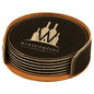 Set of 6 with Holder- Round Leatherette Coasters