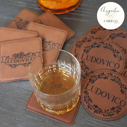 Set of 4- Square Leatherette Coasters