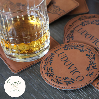 Set of 4- Leatherette Coasters