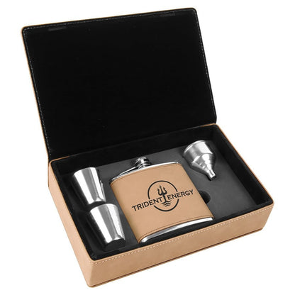 6 oz. Leatherette Flask Gift Set